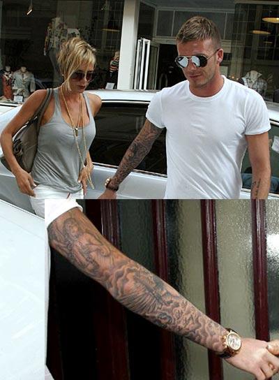 David Beckham's tattoos on arm 