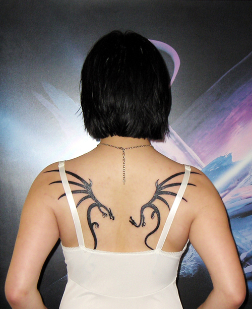 Tribal Dragon Wings Tattoos