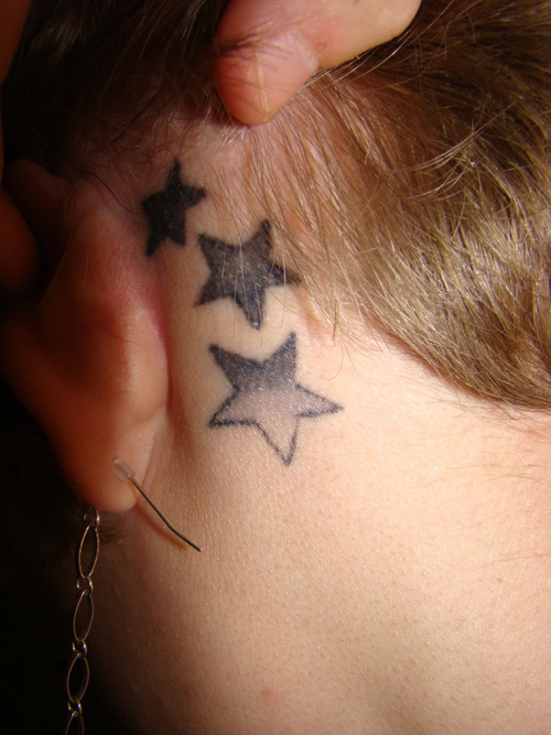 behind ear tattoos. Stars Behind Ears Tattoo