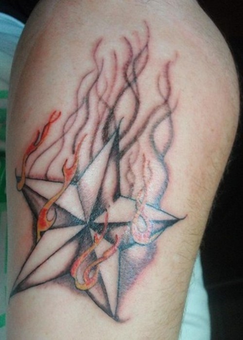 flaming star tattoos